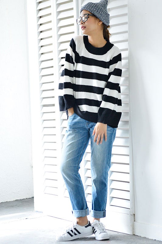 ふわふわニットのボーダートップス「coca」3,390円（税込）／画像提供：coca