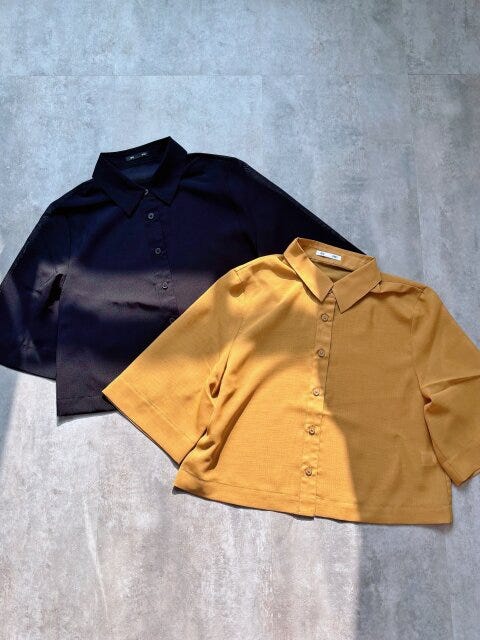 GU　シアーシャツ(5分袖)Q　BLACK　YELLOW