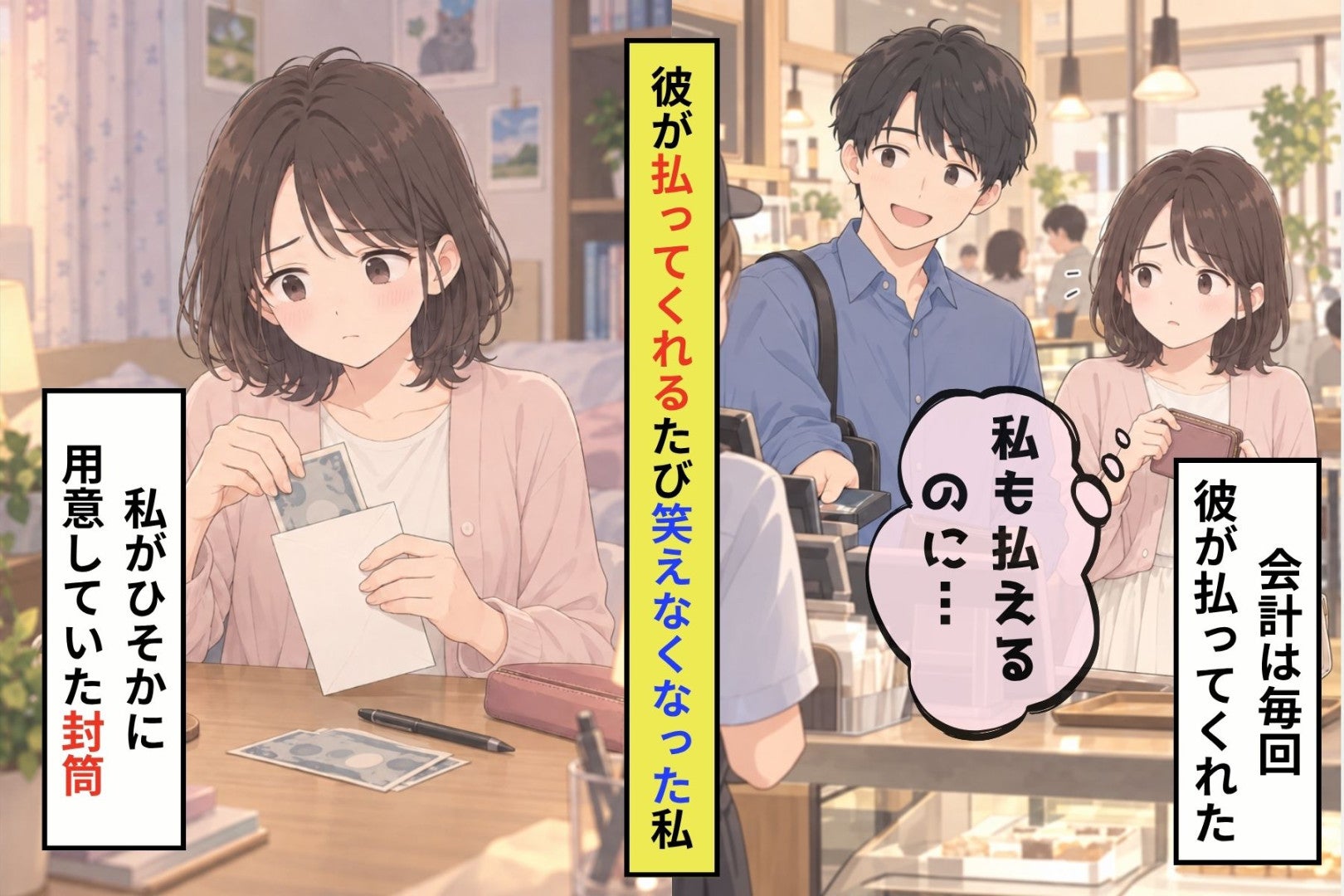 彼がまとめて払うたび、千円札を封筒へ→「返す分」の封筒が見つかった日に言えたこと