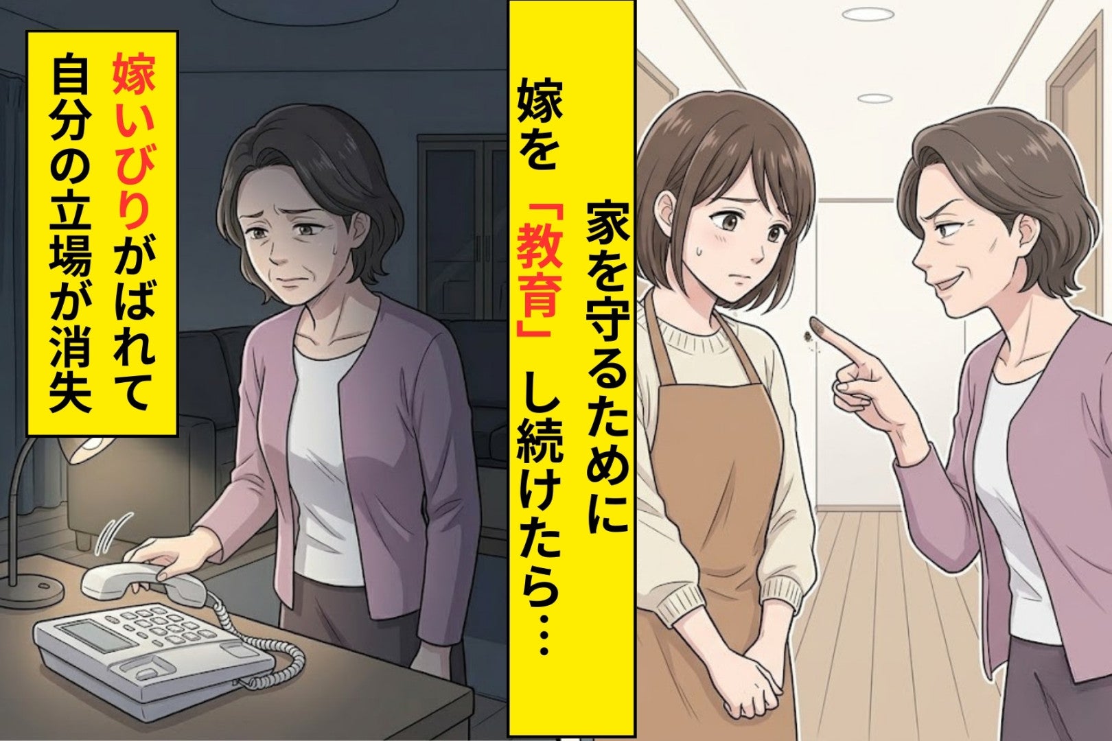 息子の嫁を３年間いびり続けた私→息子に言われたひと言で、崩れ落ちた話