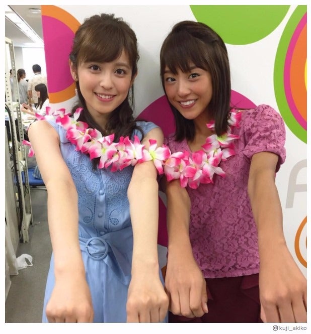 フジ久慈暁子アナ 色が黒すぎる 岡副麻希アナ まるでオセロ と話題 モデルプレス