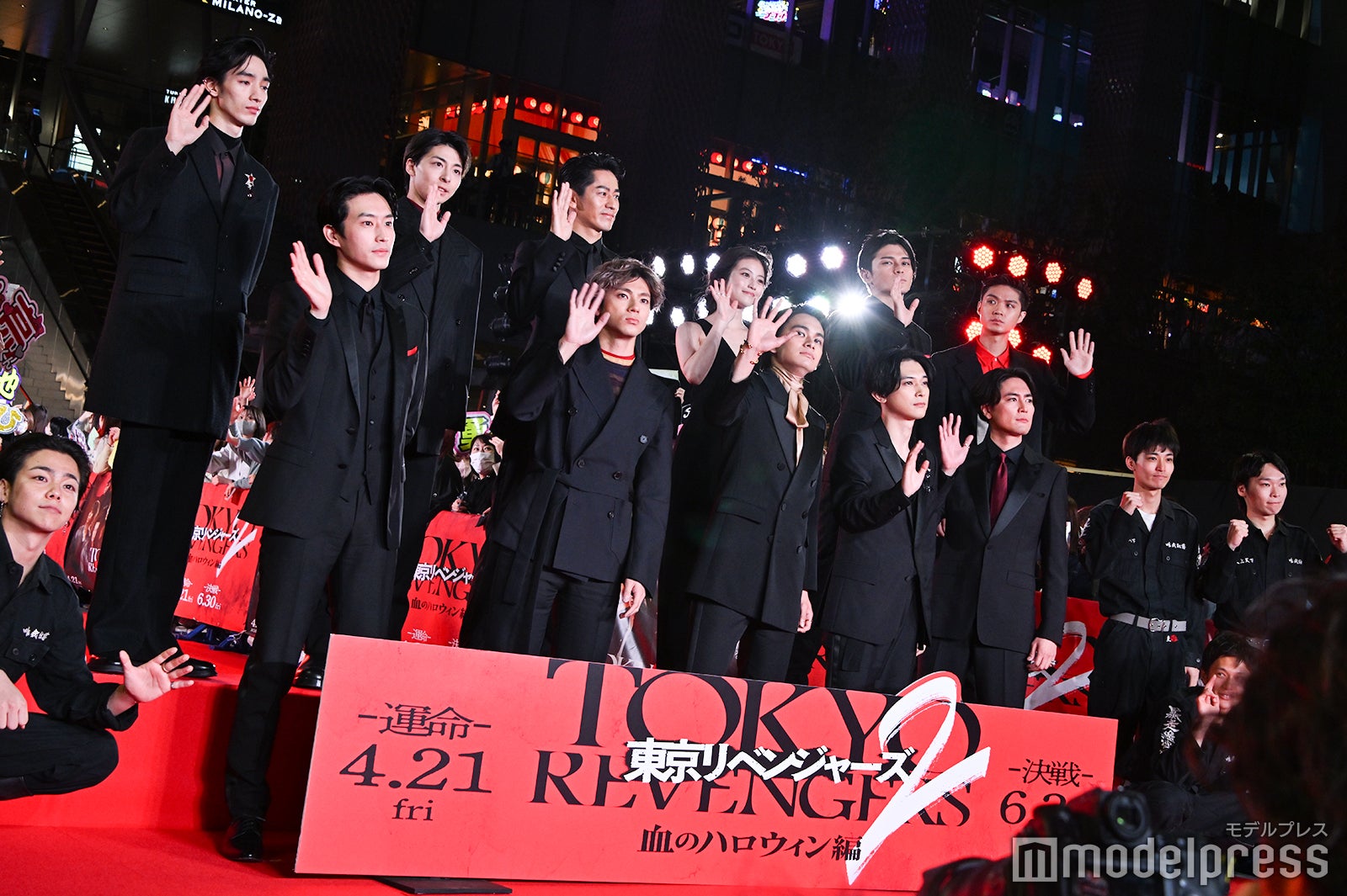 （後列）清水尋也、高杉真宙、永山絢斗、今田美桜、眞栄田郷敦、磯村勇斗（前列）杉野遥亮、山田裕貴、北村匠海、吉沢亮、間宮祥太朗（C）モデルプレス（C）モデルプレス