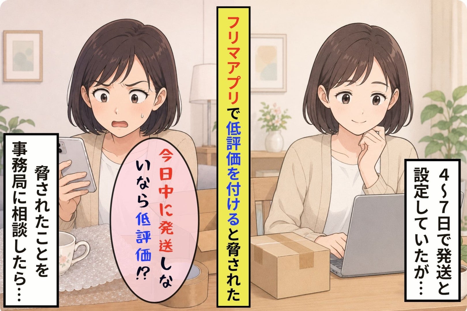「今日中に発送しないなら低評価」事務局へ相談した私に届いた購入者の謝罪