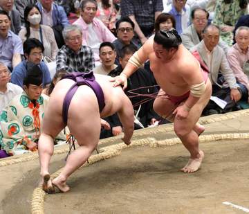 大栄翔の左目がみるみる・・・美ノ海戦で顔がぶつかり左目上から流血 4勝目も顔しかめながら引き上げる