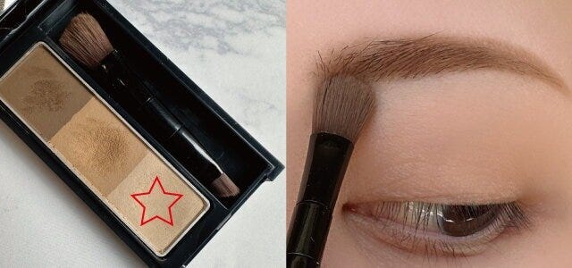 アイブロウパレットの一番明るい色で本物のような立体感が出せる