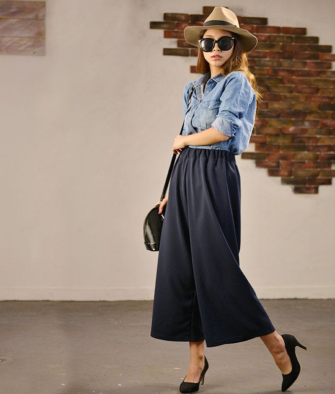 やわらか履き心地のシンプルガウチョパンツ「coca」1,490円(税込)/画像提供:coca