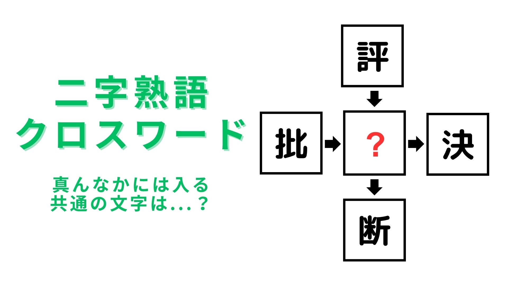【二字熟語クロスワード】真んなかに入る漢字は？裁判に関係する熟語がヒント！