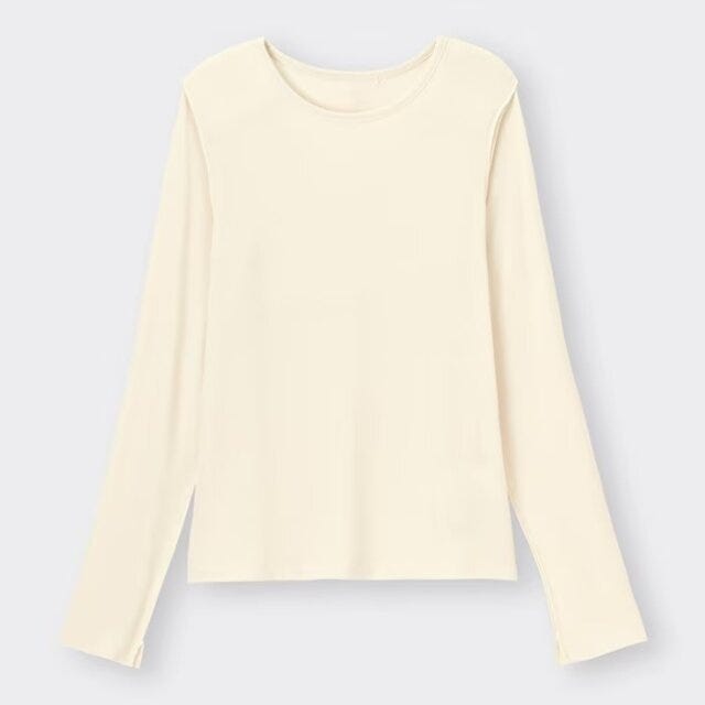 GU　レディース　おすすめ　オススメ　プチプラ　コスパ　高見え　2023　春　990円　トップス　ソフトリブクルーネックT　リブTシャツ　長袖