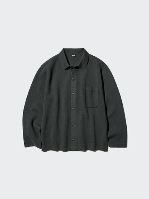 ユニクロミラノリブシャツカーディガン ユニクロミラノリブシャツカーディガン OLIVE
