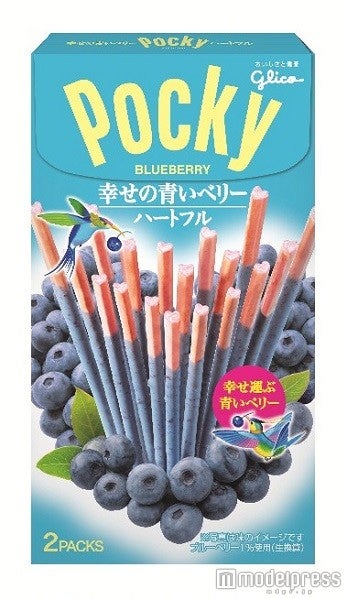 幸せ運ぶ“青いポッキー”が限定登場　断面はピンクのハート型