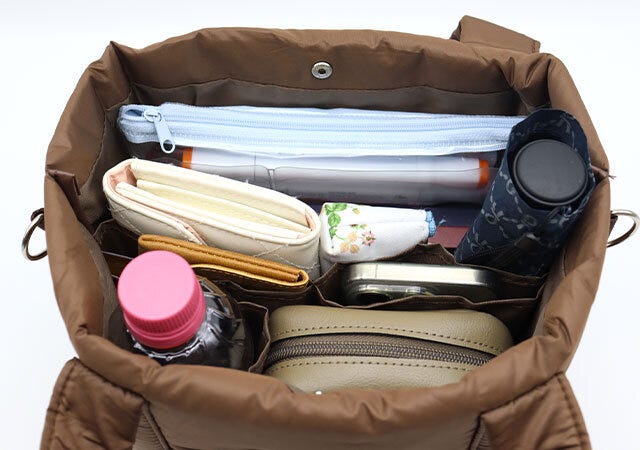 ベイフローキルティングバッグブラウン2way5ポケット ベイフローキルティングバッグブラウン2way5ポケット