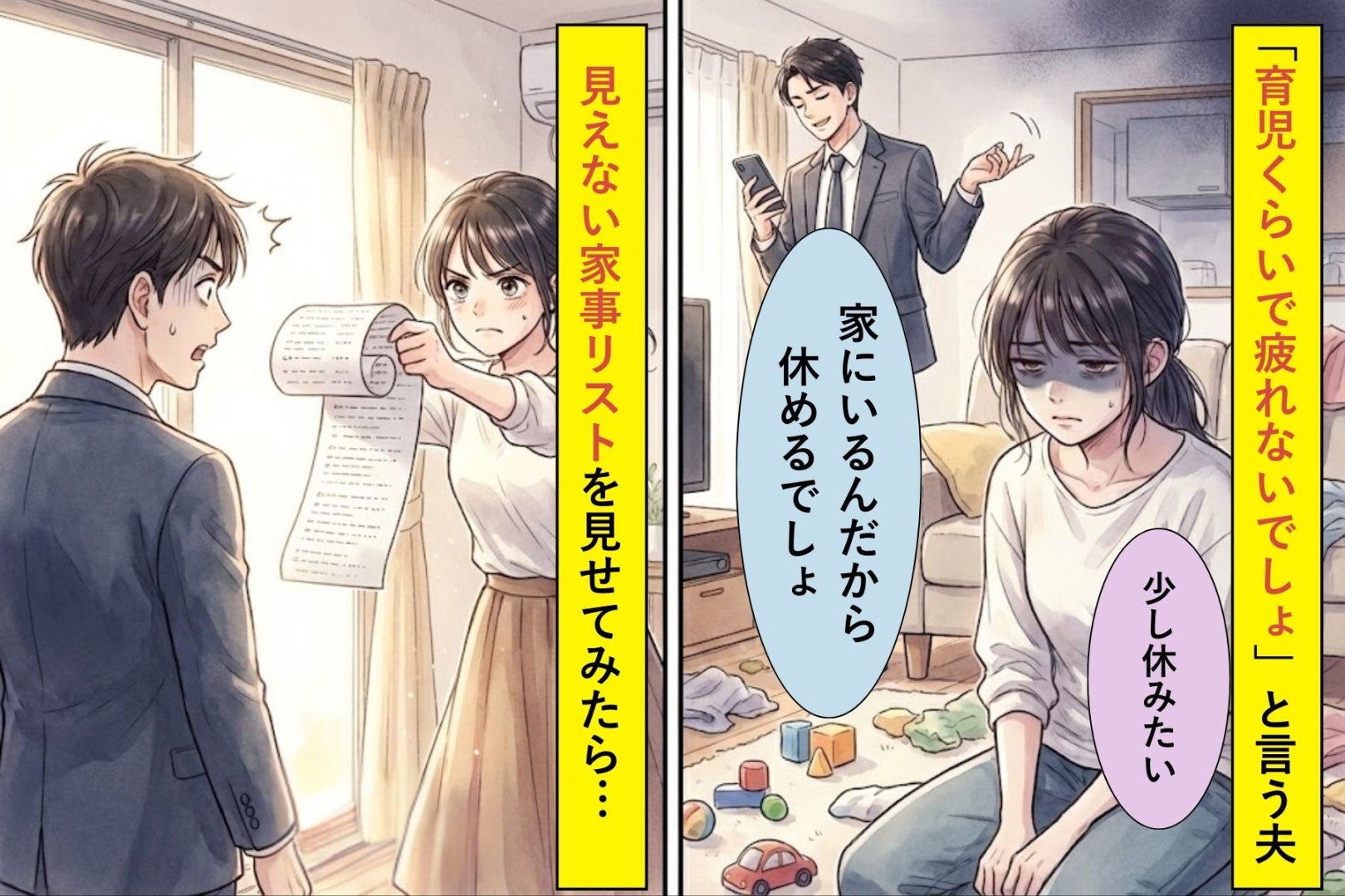 「育児くらいで疲れないでしょ」と言う夫→妻がまとめた"見えない家事リスト"を見せてみた