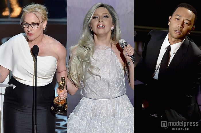 「第87回アカデミー賞」最も多くつぶやかれたセレブは？（左から）パトリシア・アークエット、レディー・ガガ、ジョン・レジェンド（photo：Getty Images）【モデルプレス】