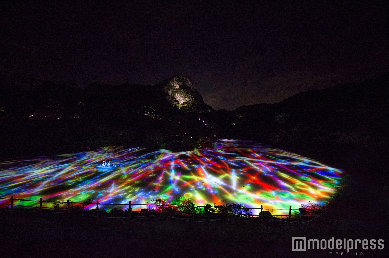 池全面、2,000平方メートルの巨大なアート作品／画像提供：御船山観光ホテル