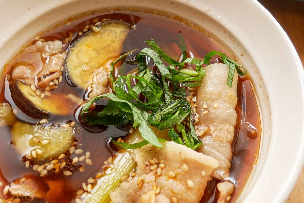 なすと豚肉のそうめん