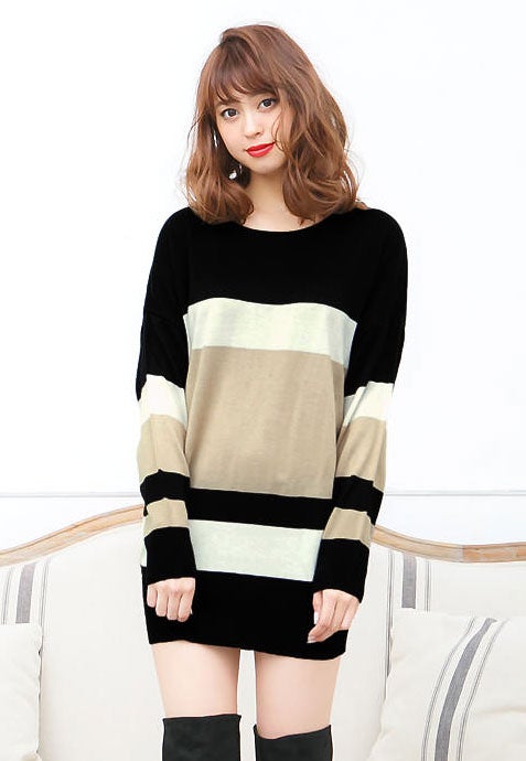 薄手ニットブロックボーダーチュニックワンピース「神戸レタス」2790円（税込）／画像提供：神戸レタス