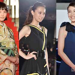 豪華女優陣が「第28回東京国際映画祭」レッドカーペットに登場（左から）本田翼、北川景子、竹内結子