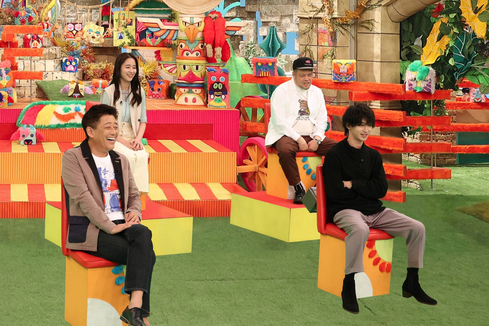 （左から）坂上忍、堀田真由、くっきー！、横浜流星（C）フジテレビ