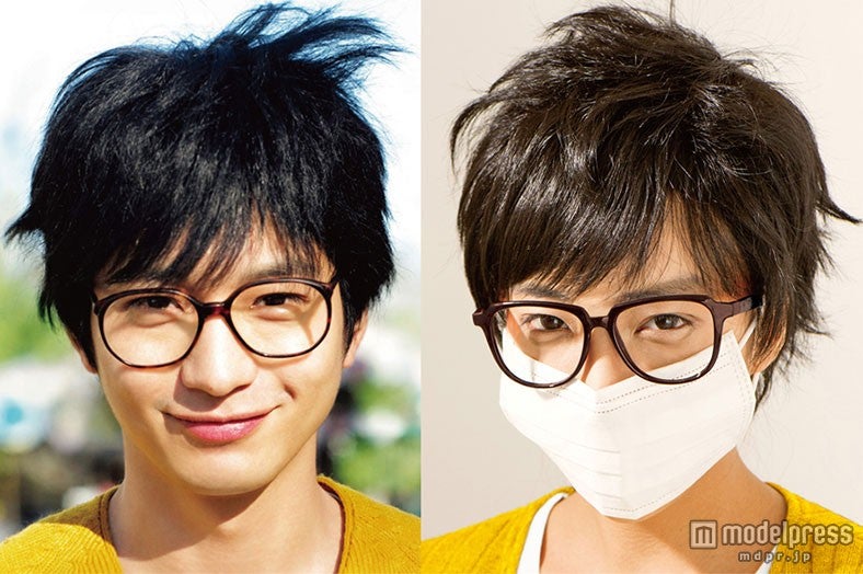 劇中の向井理（左）と向井理が演じた小野寺進のものまねメイクのざわちん（右）