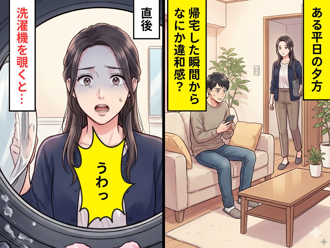 平日の夕方…帰宅した瞬間から違和感？⇒「うわっ」洗濯機に【入っていたモノ】に妻がドン引きしたワケ