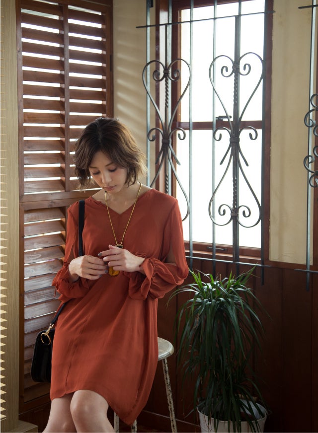 Aラインワンピース￥13,200／snidel（C）TOPLOG