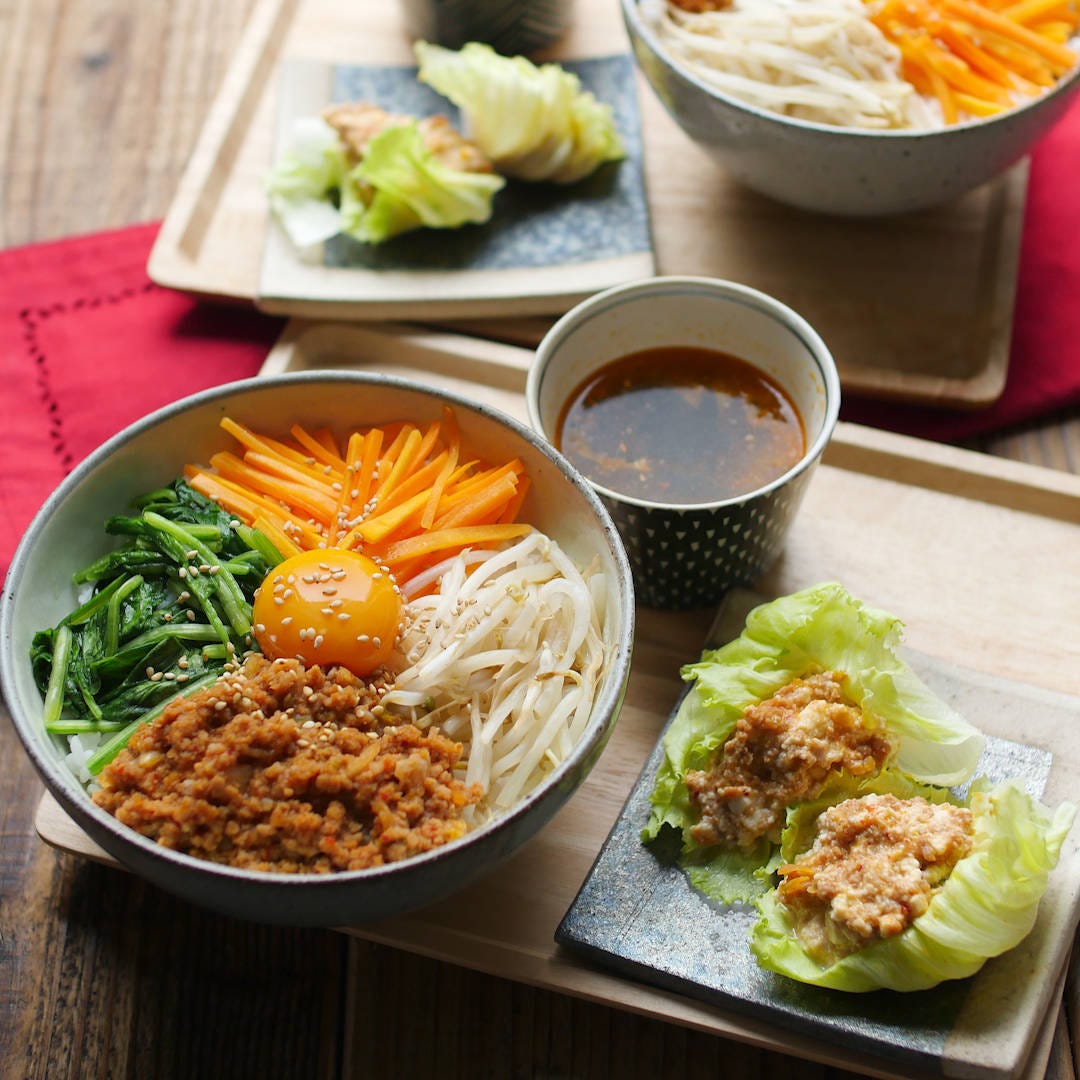 【30分で毎日定食】肉味噌アレンジで3品!旨辛ビビンバ定食