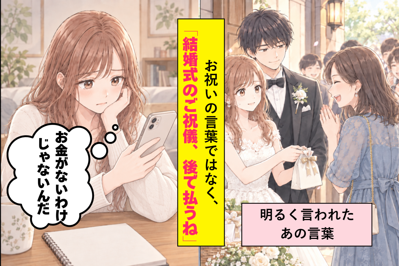 「結婚式のご祝儀、後で払うね！」と会場の出口で笑う友人。３ヶ月後、彼女のSNSを見た私が下した決断