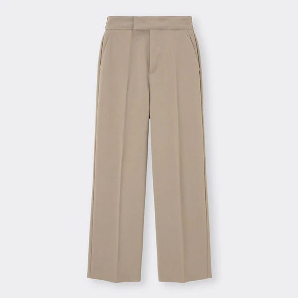 GU　センタープレス　パンツ　ブラウン