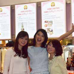 【左から】美容料理家の　松野エリカ、モデルでリポーターの佐々木依里、リポーターで料理家の真鍋摩緒