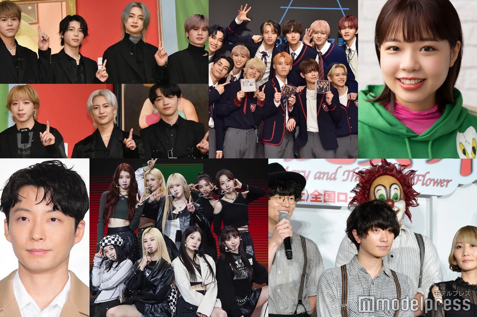 （上段）BE:FIRST、INI、asmi（下段）星野源、Kep1er、SEKAI NO OWARI （C）モデルプレス