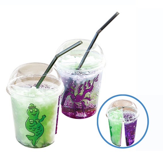 仲良しコンビカップ　B バーバララ×バーバベル（メロン炭酸氷＆メロンソーダ） 各600円 （C）2019 Alice Taylor＆Thomas Taylor ALL RIGHTS RESERVED