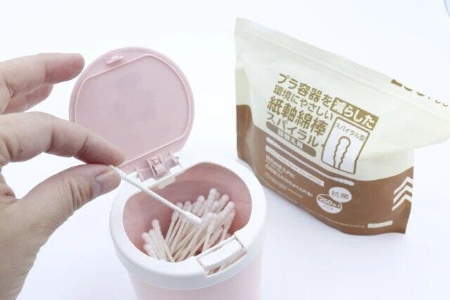 ダイソー ワンタッチ綿棒ケースくすみK/T ダイソー ワンタッチ綿棒ケースくすみK/T