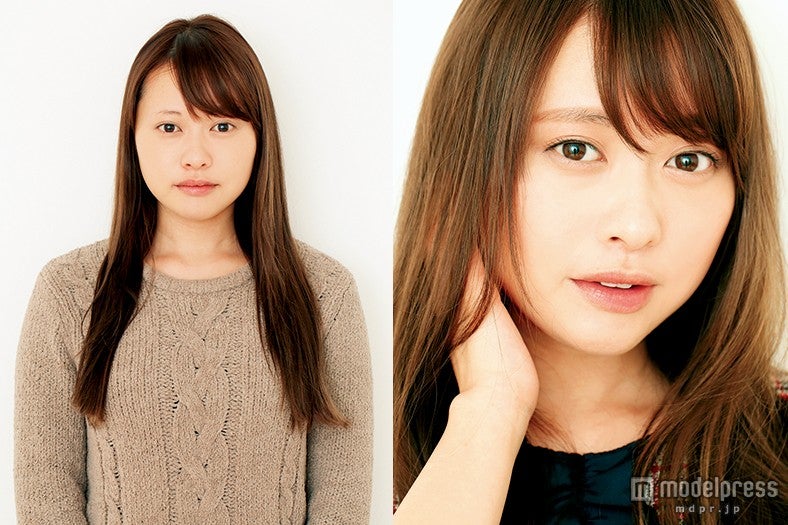 有村架純系メイクbefore＆after／モデル神尾美沙（画像提供：「Ray」5月号、主婦の友社）