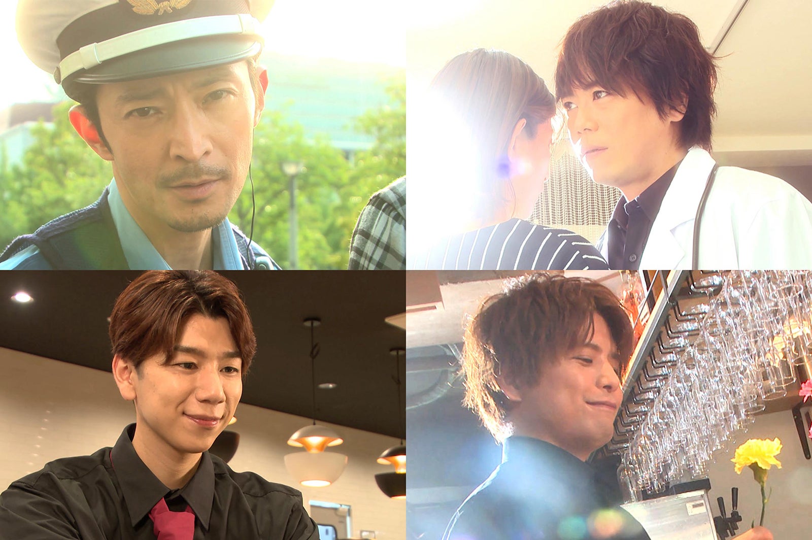 （上段左から時計回り）津田健次郎、浪川大輔、仲村宗悟、西山宏太朗（C）フジテレビ