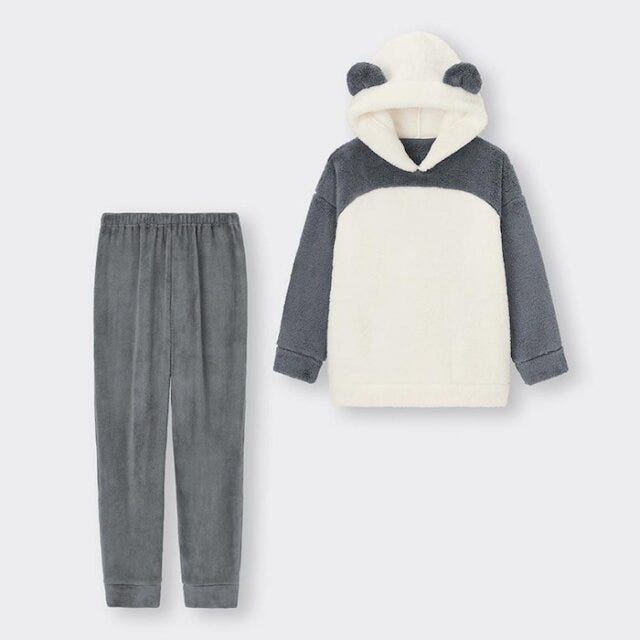 GU　ルームウェア　アニマルデザイン　マシュマロフィールフーディセット　パンダ