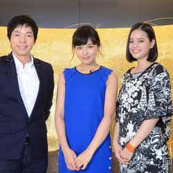 （左から）MCの今田耕司、川口春奈、MCの岸本セシル（C）日本テレビ