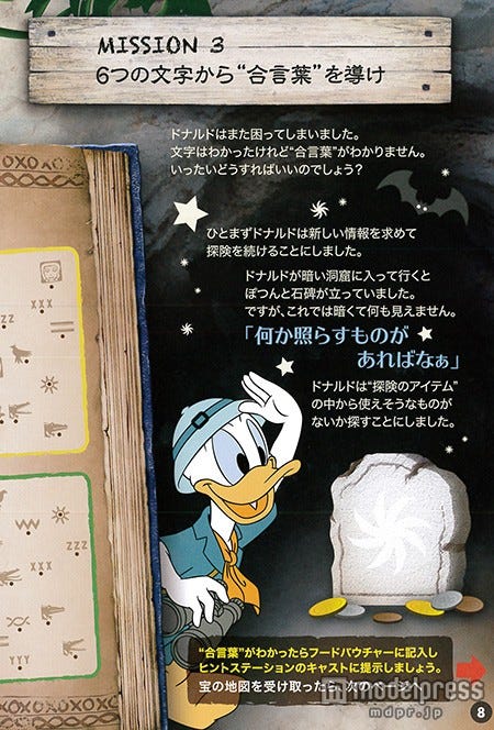 謎解きブックP8、ミッション3・6つの文字から“合言葉”を導け