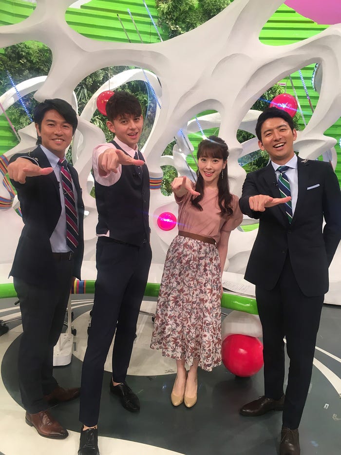 渡辺和洋アナ、ハリー杉山、三上真奈アナ、生田竜聖アナ(提供写真)