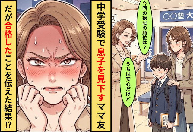 中学受験で息子を見下すママ友！？だが数週間後⇒合格したことを伝えた結果…ママ友「え…」