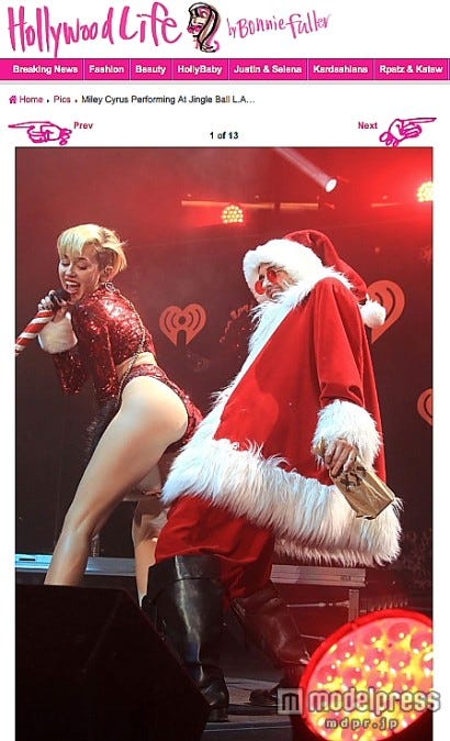 マイリー・サイラス。Hollywood Life.comホームページより