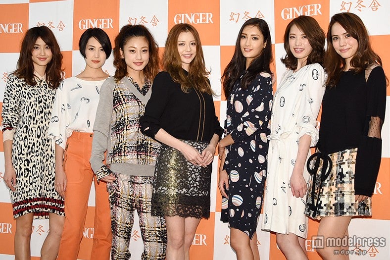 左から：絵美里、LIZA、西山茉希、香里奈、菜々緒、宮田聡子、伊藤ニーナ