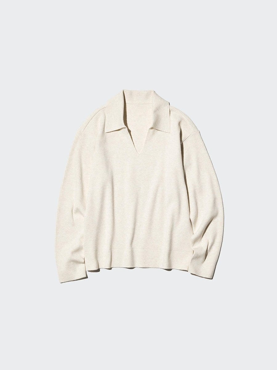 ユニクロのウォッシャブルニットリブポロセーター