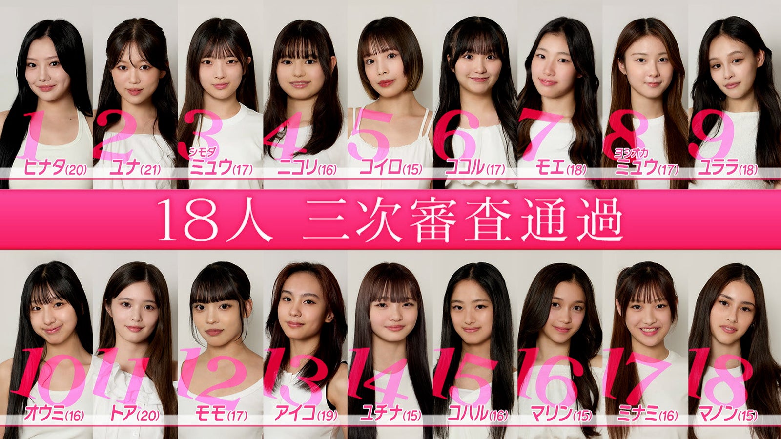 「ガルバト -GIRLS BATTLE AUDITION-」三次審査通過者（C）日本テレビ