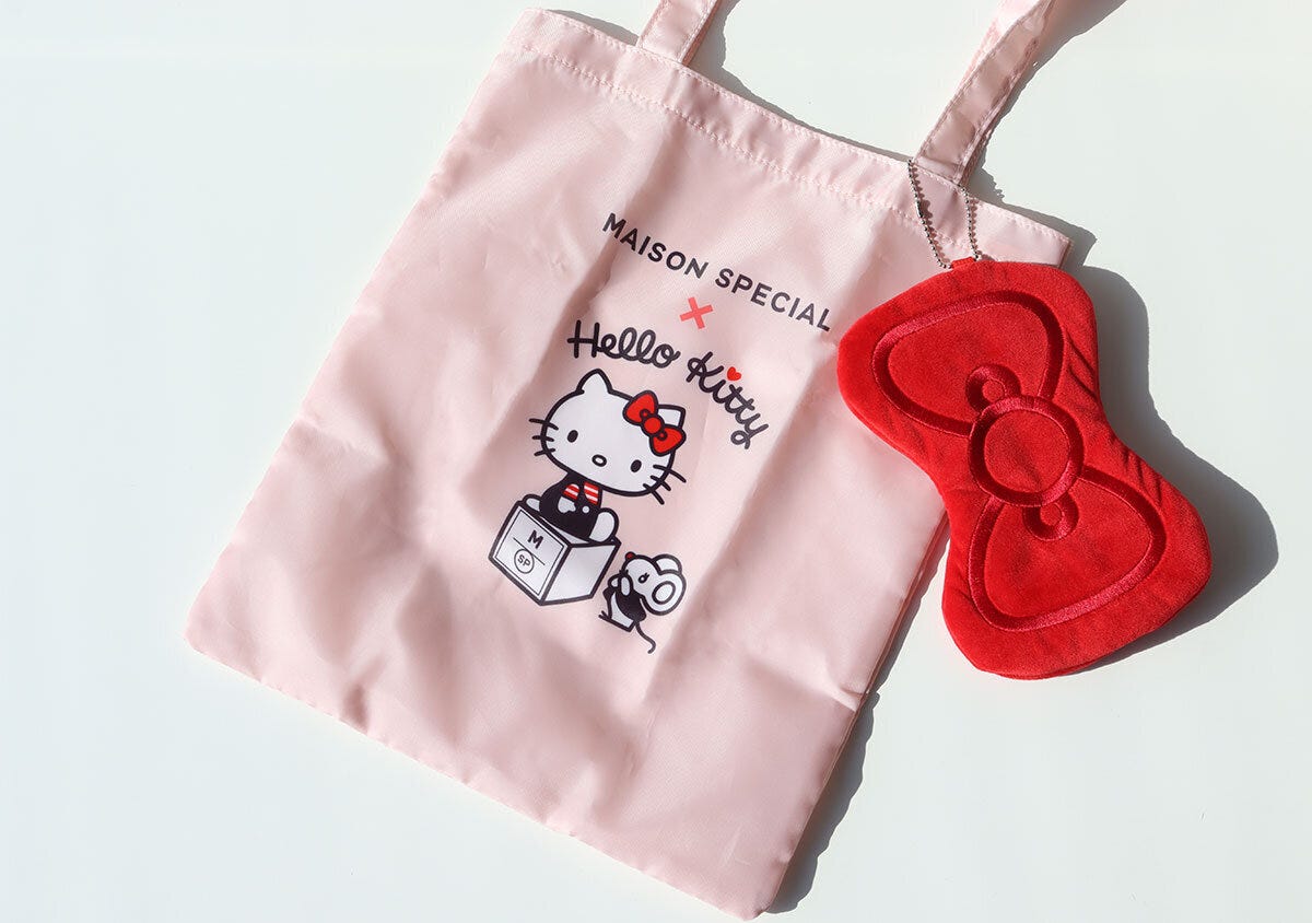 宝島社雑誌付録のＧＬＯＷ5月・6月合併号増刊のメゾンスペシャル×ハローキティのリボンポーチ＆トートバッグ3