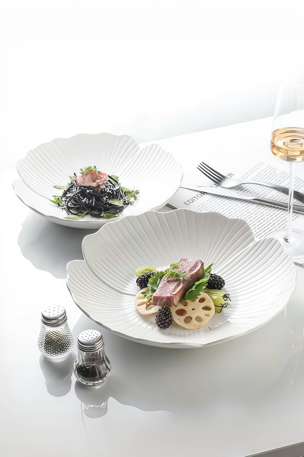 高級感ある和風食器セット【果物やサラダ用・スープ皿・盛り付け皿】（セットアップ対応）（提供素材）