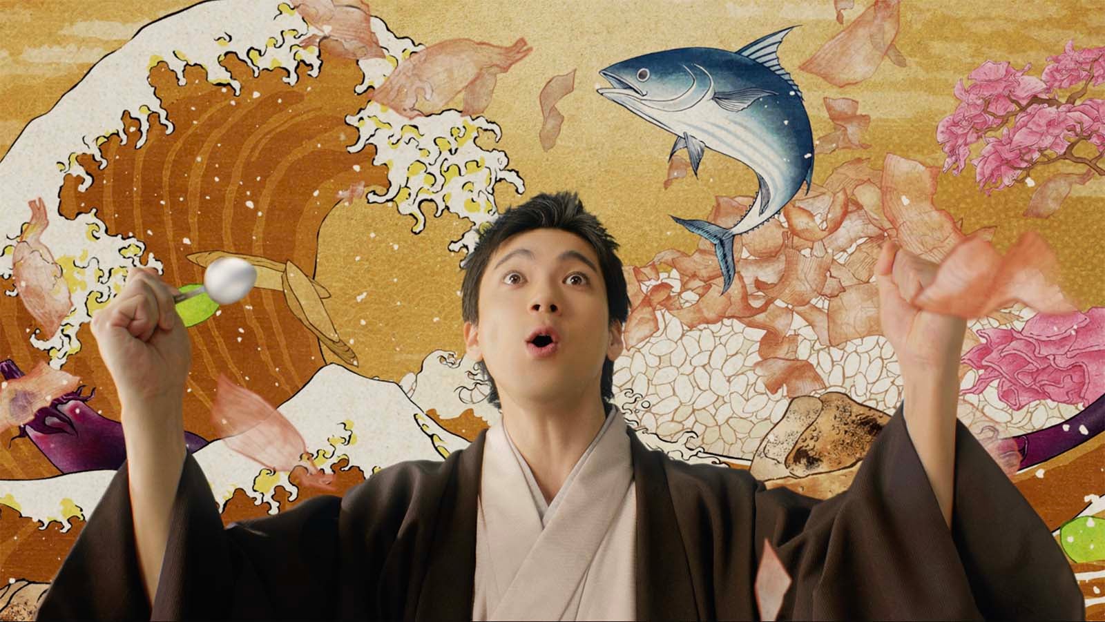 山田裕貴／カレーハウスCoCo壱番屋新CM「踊る屏風絵」篇より（提供写真）