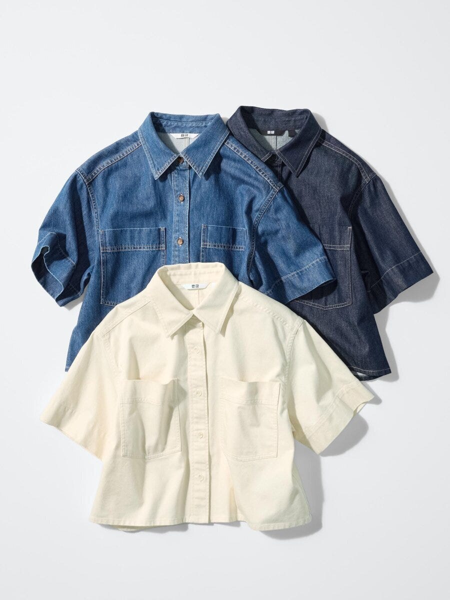 デニムボクシーシャツ ユニクロ羽織りデニムボクシーシャツ
