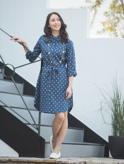 7分袖ドットジャカードシャツワンピース「TALBOTS」5,000円（税込）／画像提供：TALBOTS