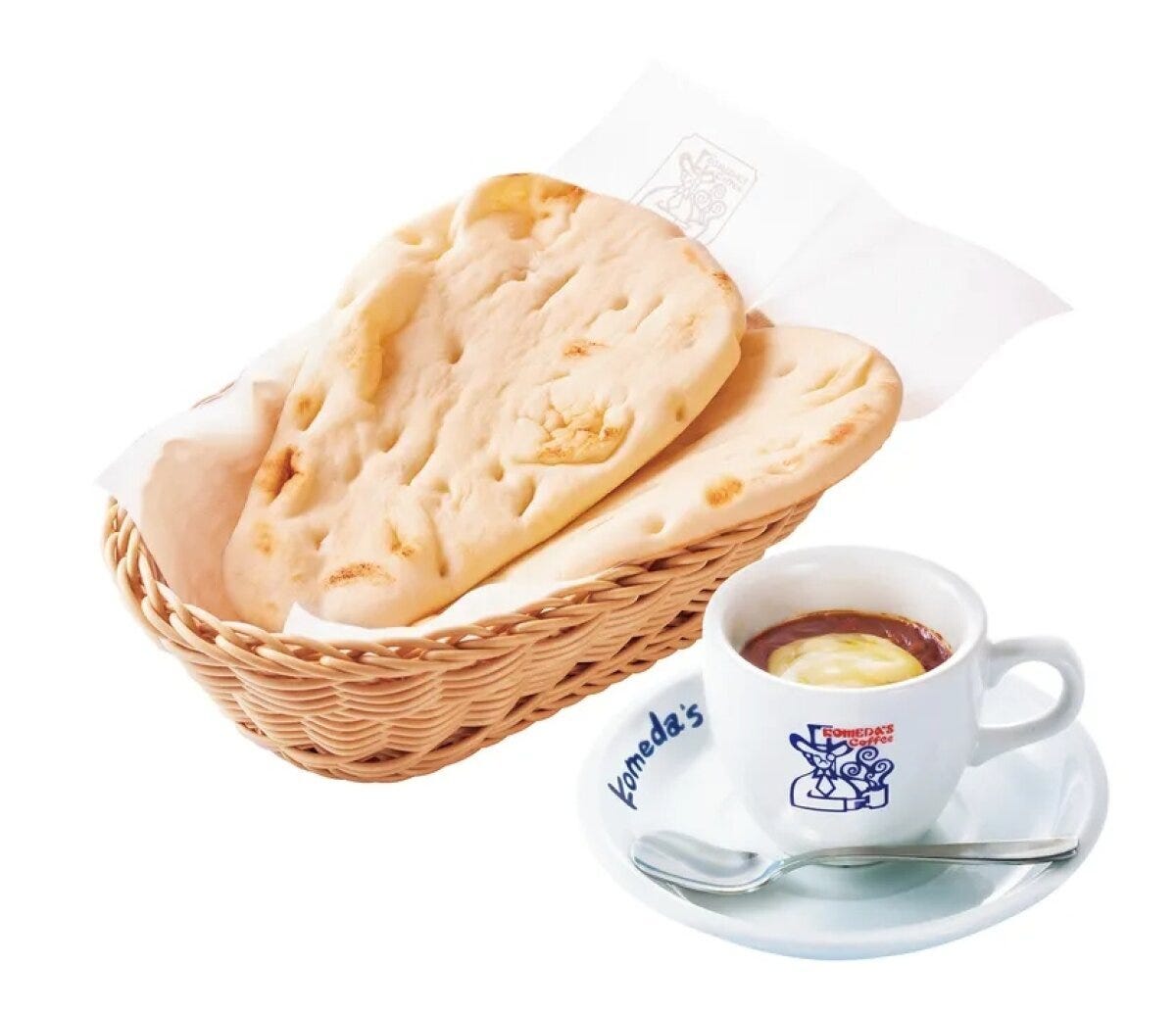 バスケットに入ったナンとカップに入ったチーズカリー バスケットに入ったナンとカップに入ったチーズカリー