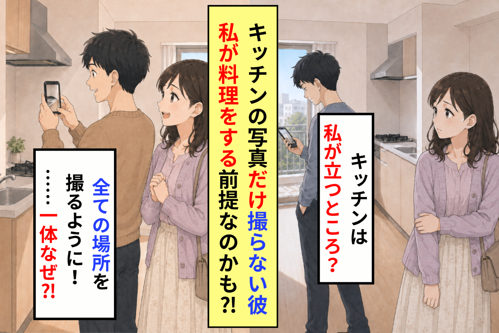 内見でキッチンだけ写真を撮らない彼。私が立つ姿を想像してないのかと傷ついた話